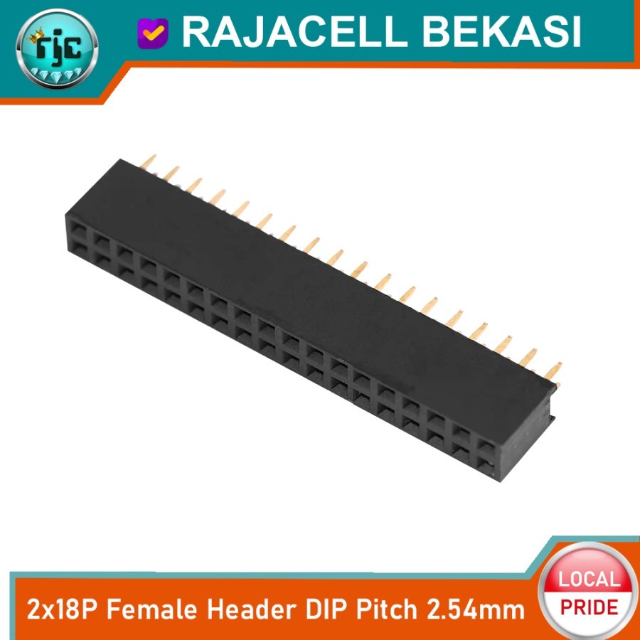 Jual 2x18P Female Header Pitch 2.54mm 8,5H Double Row Straight Female ...
