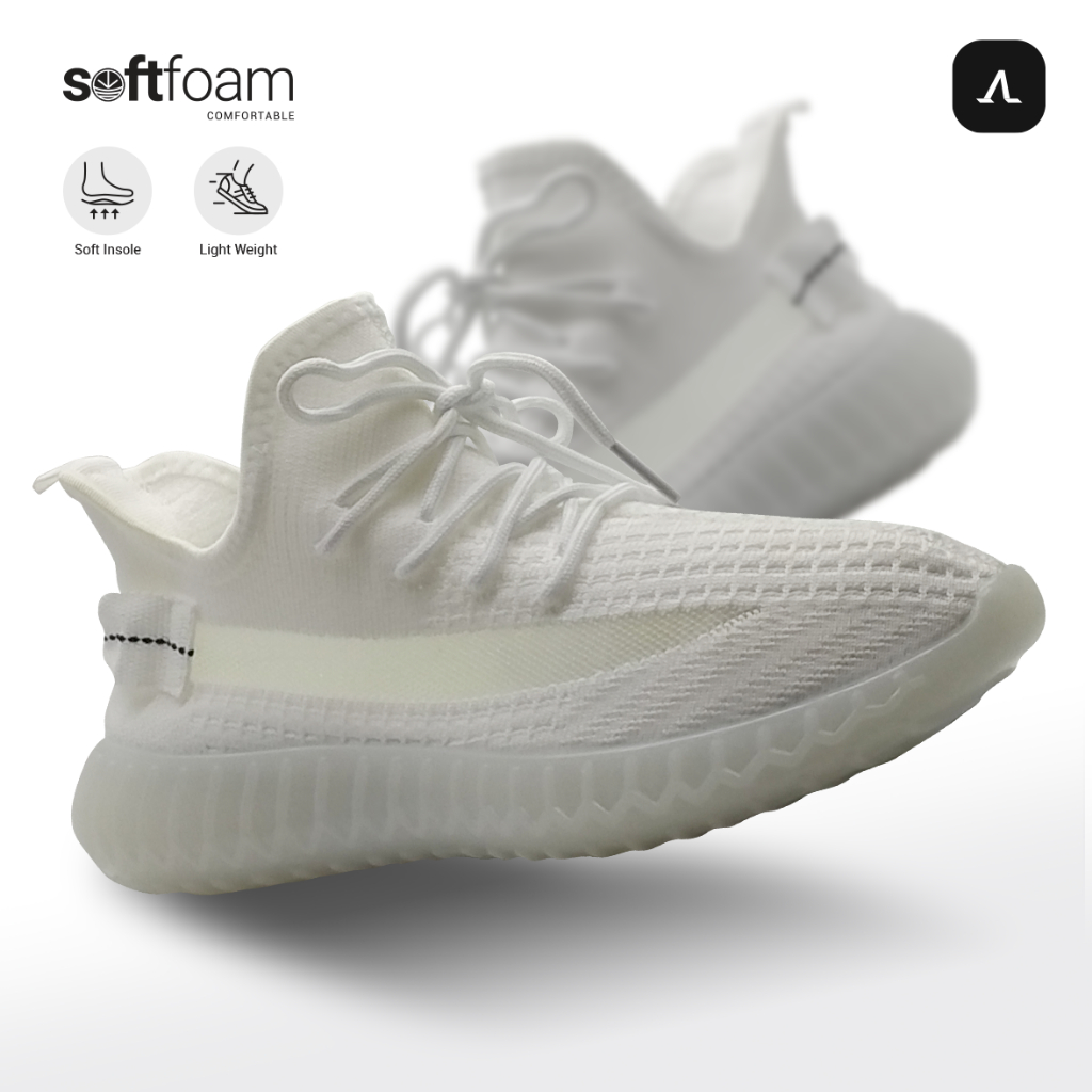 Walk It Sepatu Sneakers Casual Yeezy Style Pria Kasual Ringan WIT-1601  Putih White