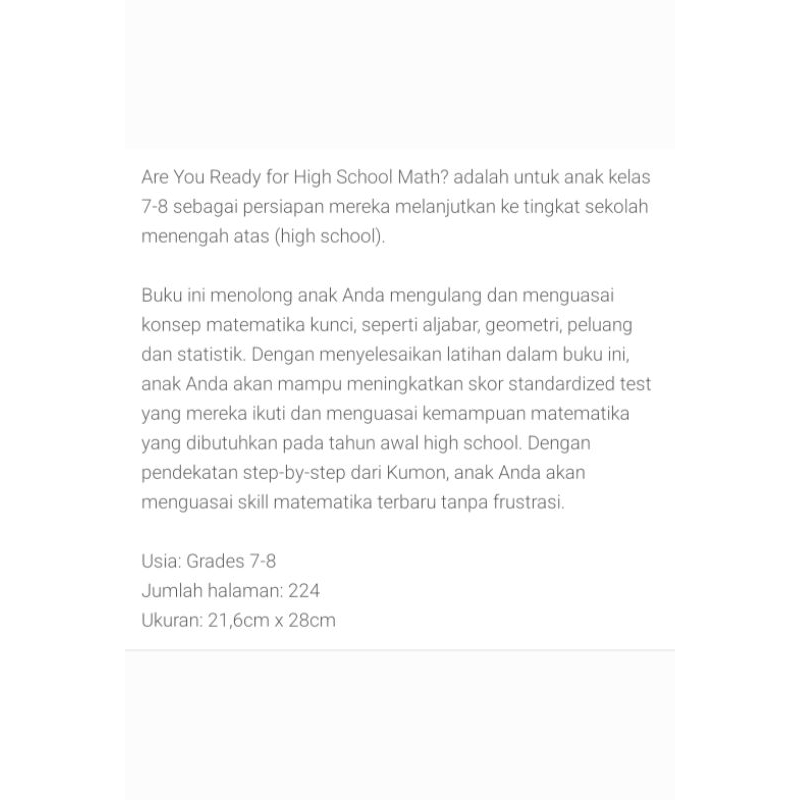 Jual Modul Kumon siap SMA Buku Kumon SMP kelas 6 7 8 are you ready ...