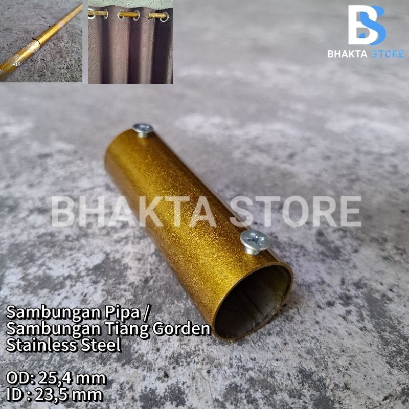 Jual Sambungan Pipa Lurus / Sambungan Rel Gorden Stainless Steel Gold ...