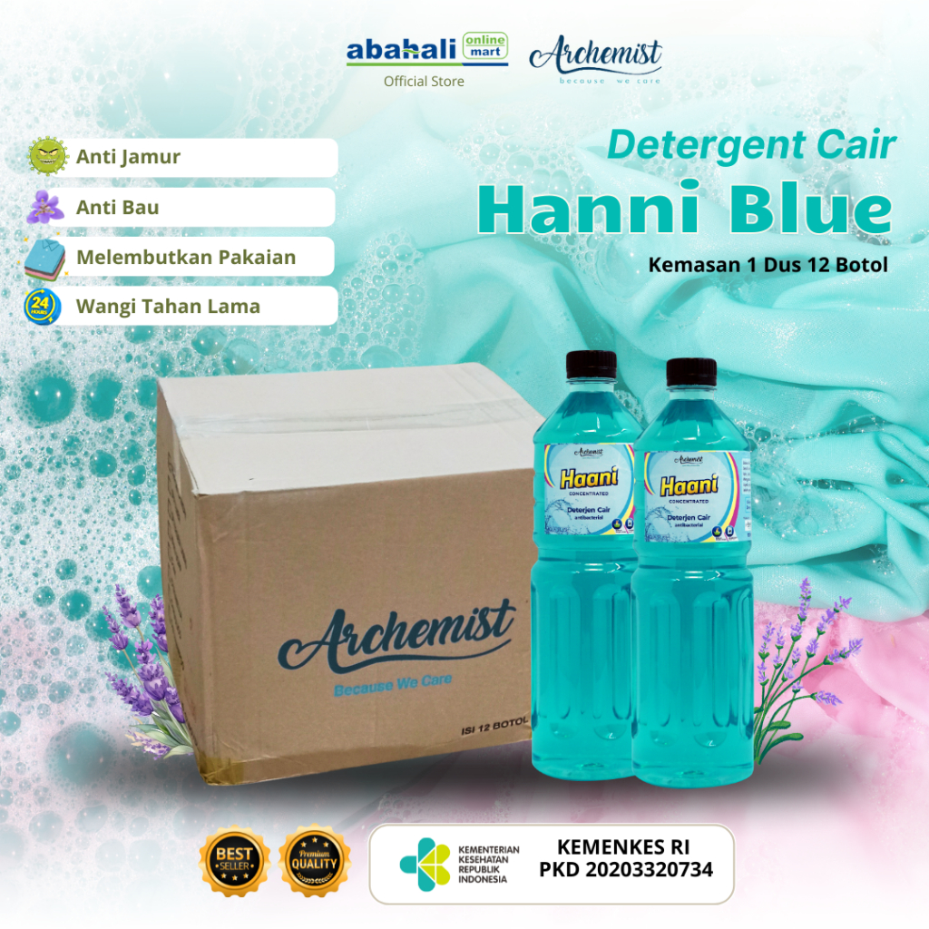 Jual 1 Dus isi 12 Pcs Detergent Cair Aroma Haani Biru Kemasan 1000ml ...