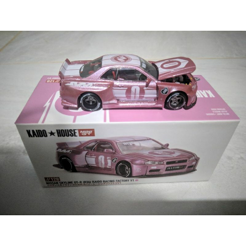 Jual kaido house nissan skyline gtr r34 pink racing factory v1 mini gt ...