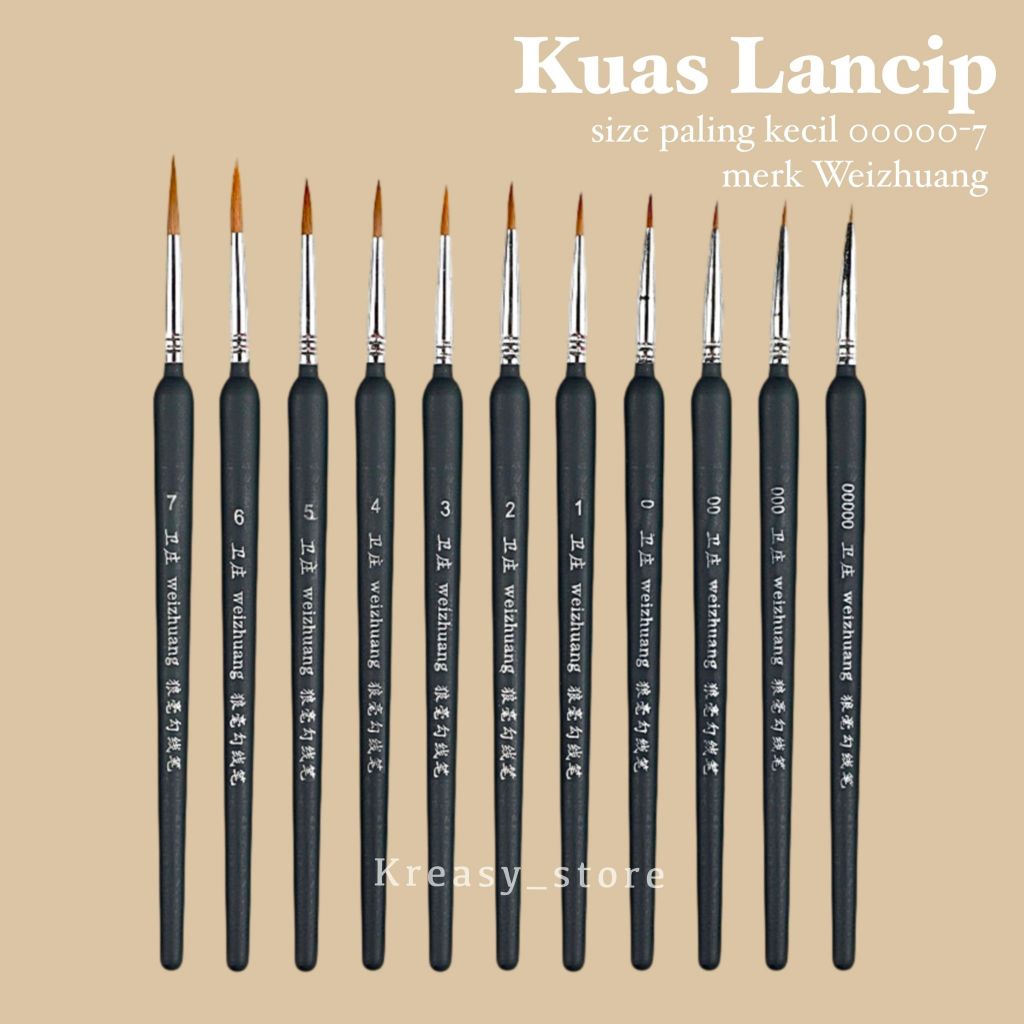 Jual Kuas Lukis Bulu Serigala Halus Weizhuang - Kuas Liner Round ...
