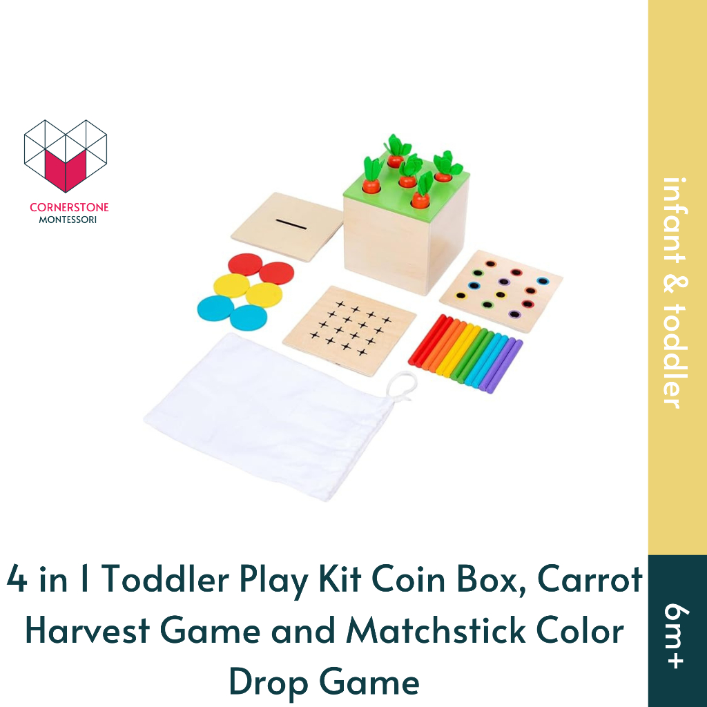 Jual Cornerstone Montessori 4 in 1 Toddler Play Kit Coin Box, Carrot ...