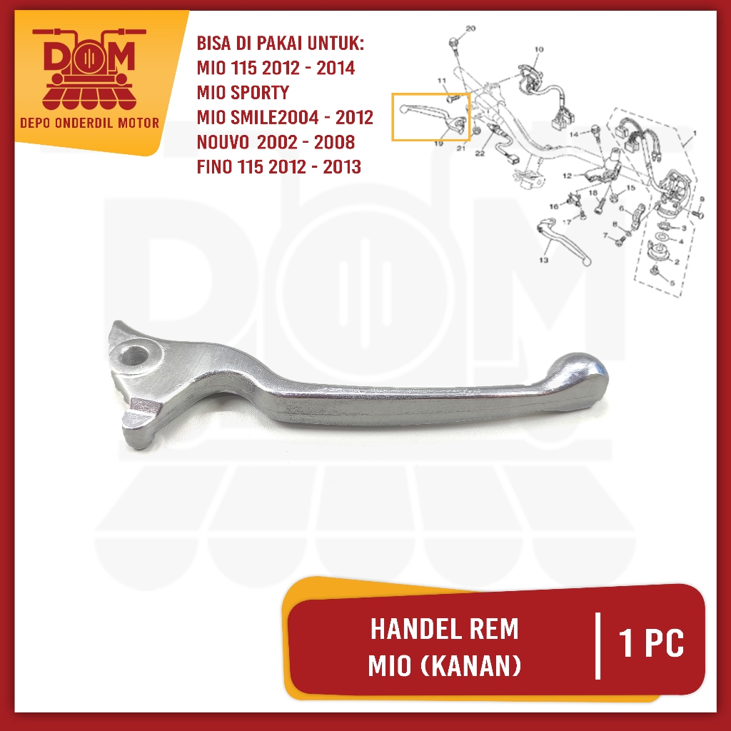 Jual Handel Rem MIO Kanan Silver (PSP) Handle Hendel Brake Tuas Tarikan ...