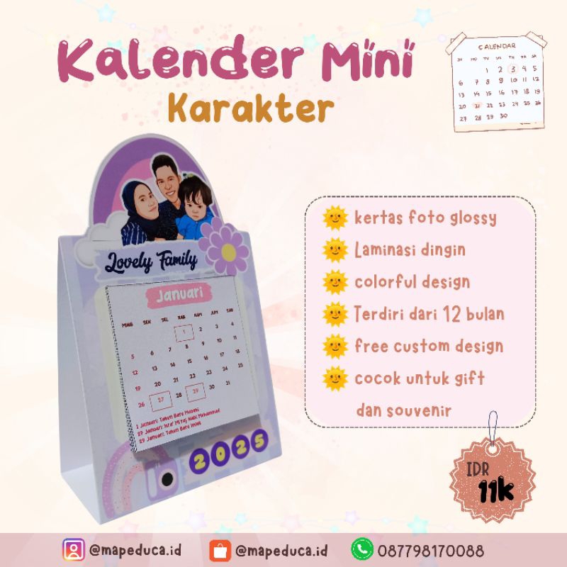 Jual Kalender Mini Karakter Free custom design | Shopee Indonesia