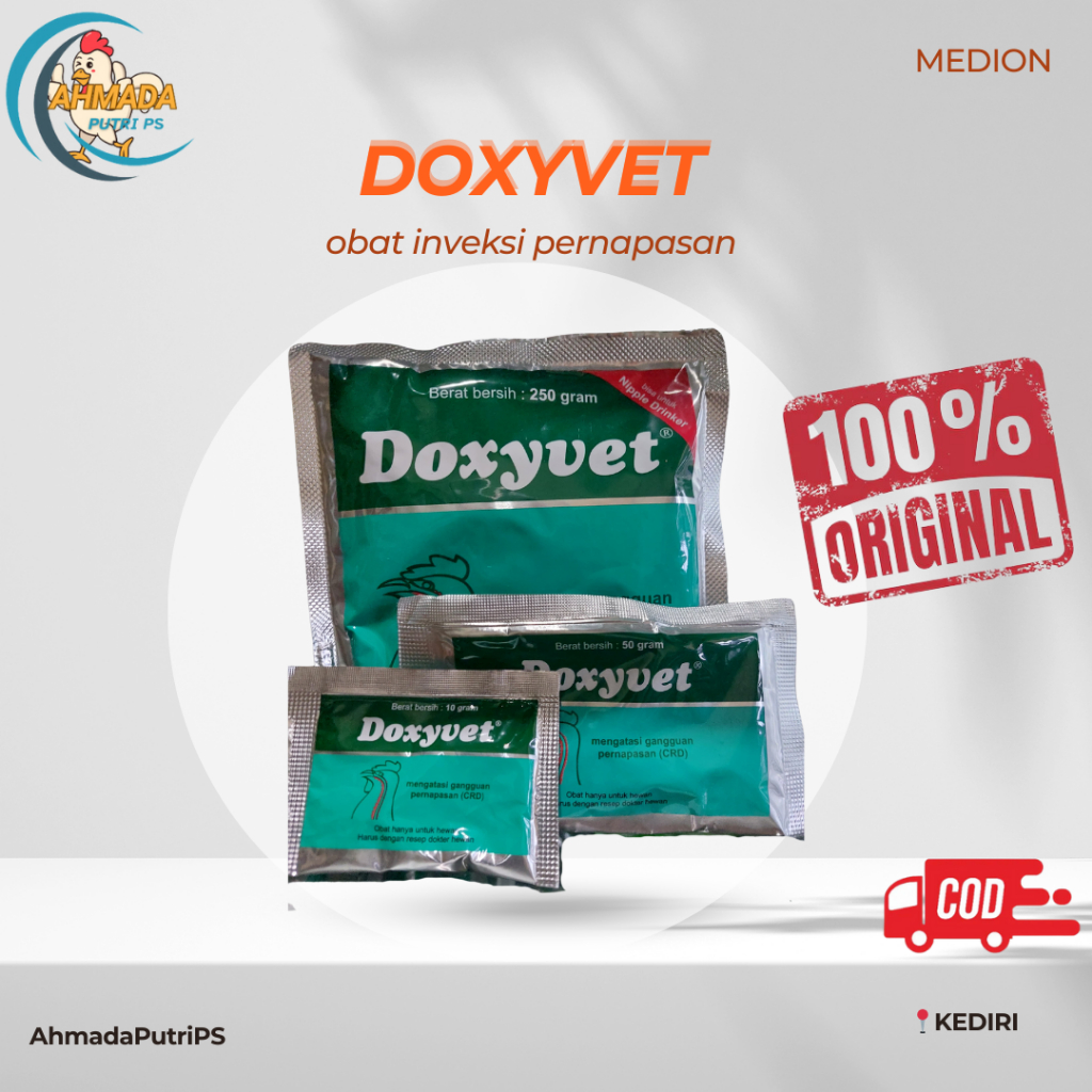 Jual medion DOXYVET 250 gram obat pernafasan CRD pilek ngorok ayam ...
