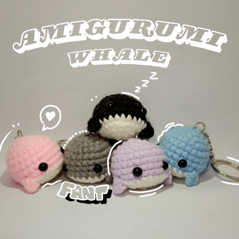 Jual Gantungan Kunci Paus Kecil Rajutan | Baby Whale Keychain Crochet ...