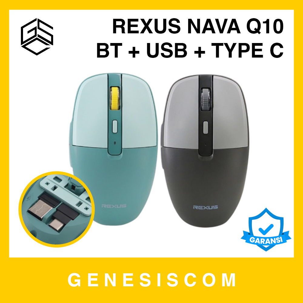 Jual Mouse Wireless REXUS NAVA Q10 Bluetooth + USB + Type C Dongle ...
