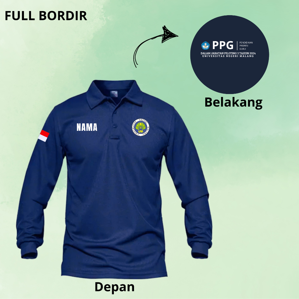 Jual Kaos Polo PPG Bebas Desain Bisa Request Nama Tulisan Dan Logo Full ...