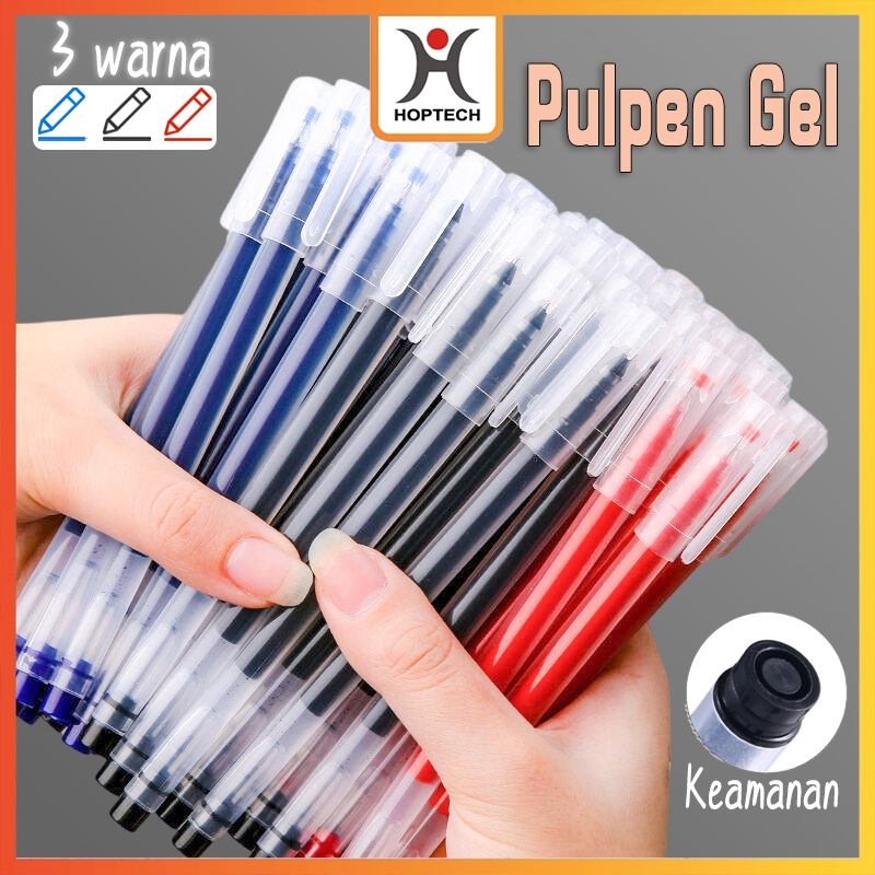 Jual Hoptech - Pulpen Gel 0.5mm 3 Warna Transparan Simple Murah Alat