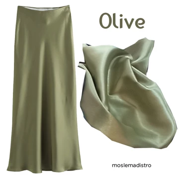 Rok Satin Silk Skirt Panjang Flowy Premium Banyak Warna Simple Elegan Bisa Custom Ukuran Besar