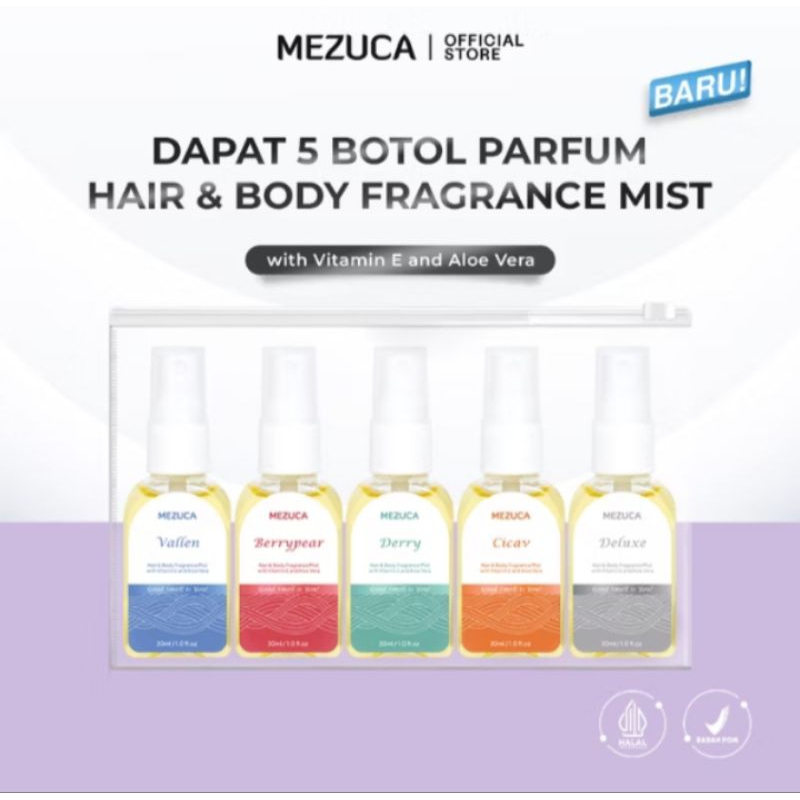 Jual 5 Botol Parfum Hair & Body Fragrance Mist 30 ml with VIT E and ...