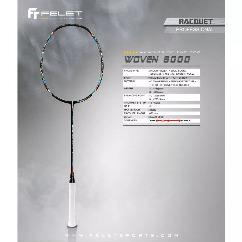 Jual Felet WOVEN 8000 High End Profesional Up to 38 lbs Racket ...