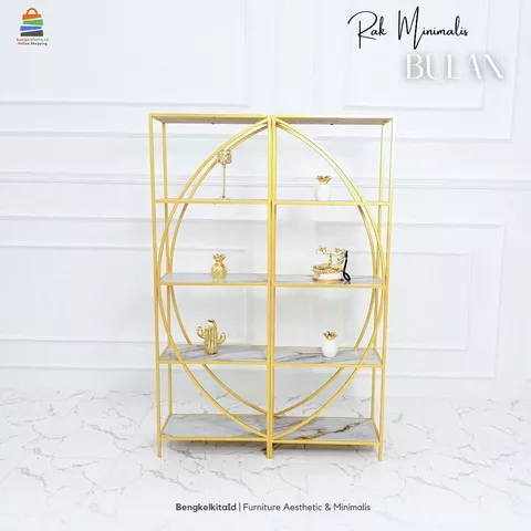 Rak Pajangan Aesthetic Rak Hias Minimalis - RAK BULAN - Susun Tinggi 180cm Multiplek