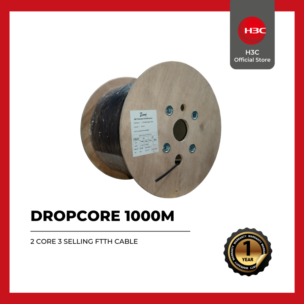 Jual ZIMMLINK Kabel Dropcore 2 Core 3 Seling 1000 Meter 1KM Kabel Fiber ...