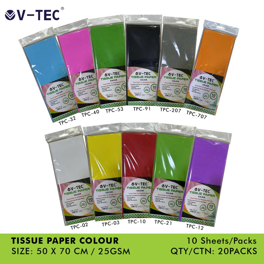 Jual TISSUE PAPER FLOWER WRAPPING V-TEC KERTAS TISU 1 PACK ISI 10 ...