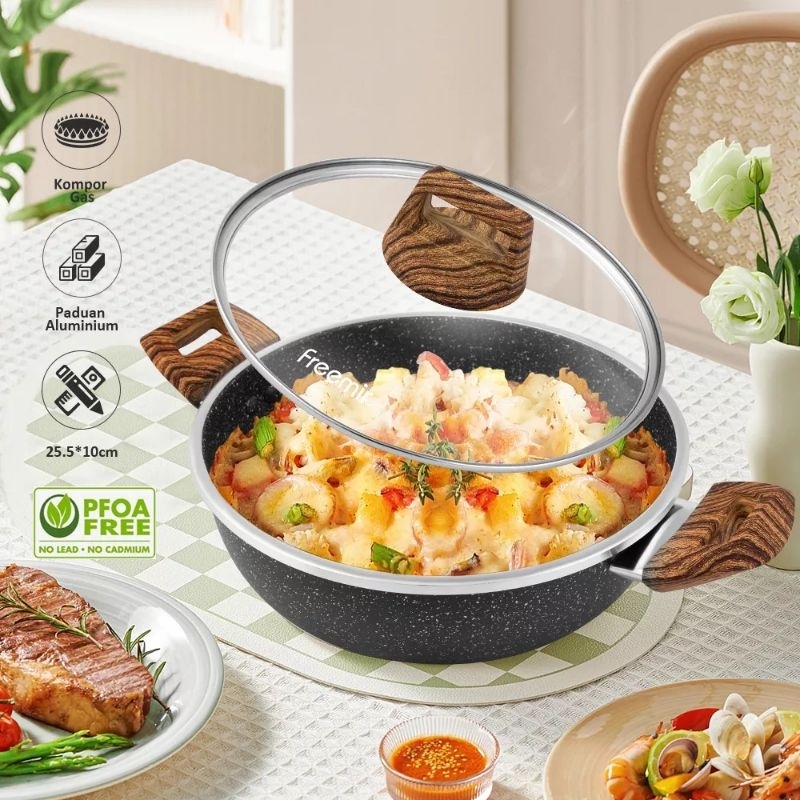 Jual New Panci sup 24cm Panci Anti Lengket panci tutup kaca serbaguna ...