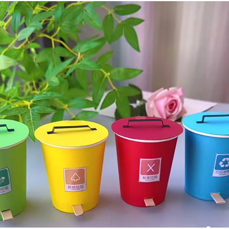 prakarya kardus tempat sampah (tekan buka) tugas sekolah