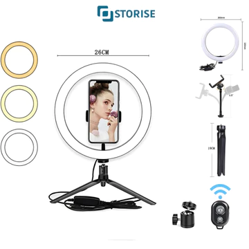 STORISE Lampu LED Ringlight Selfie 26cm Make Up Vlog Live Stream Ring Light Studio Adjustable