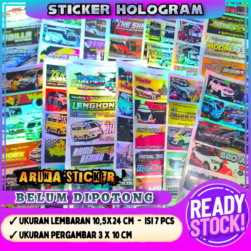 Jual STIKER BUS PANJANG Lembaran Isi 7 pc Stiker Bus Basuri Hologram ...