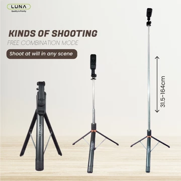 LUNA Tongsis Tripod Portable Bluetooth Remote Self Stick Hp Handphone Holder Stabilizer 160CM
