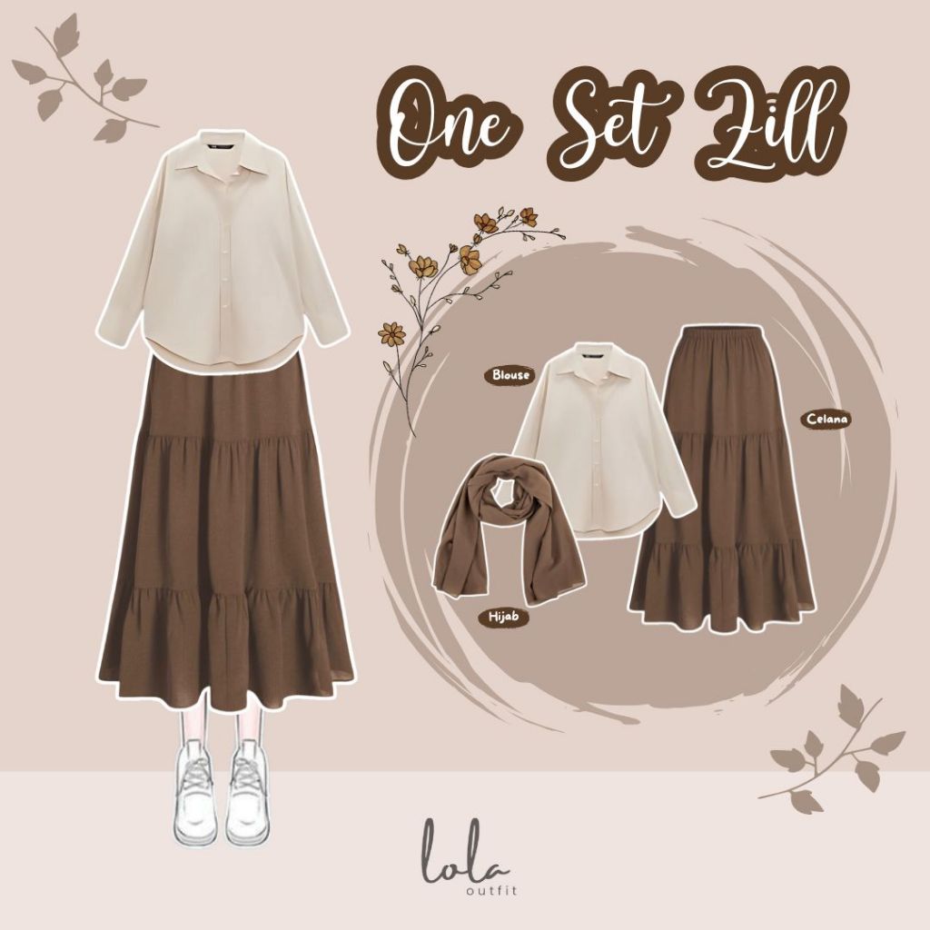 Jual One Set Zill (Hijab, Blouse, Rok) One Set Wanita Rok Hijab OOTD ...