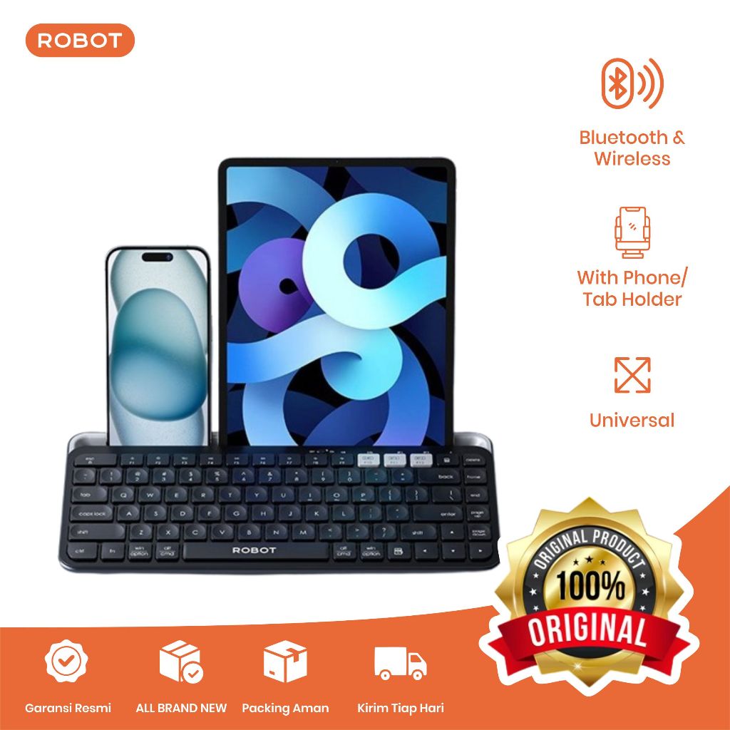 Jual Robot KB30 Keyboard Multi Device Bluetooth 5.0 + Wireless USB 2 ...