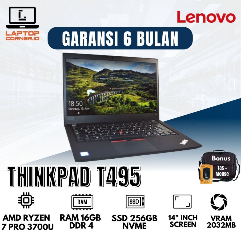 Jual Laptop Lenovo Thinkpad T495 AMD RYZEN 7 PRO 3700U RAM 16GB SSD ...