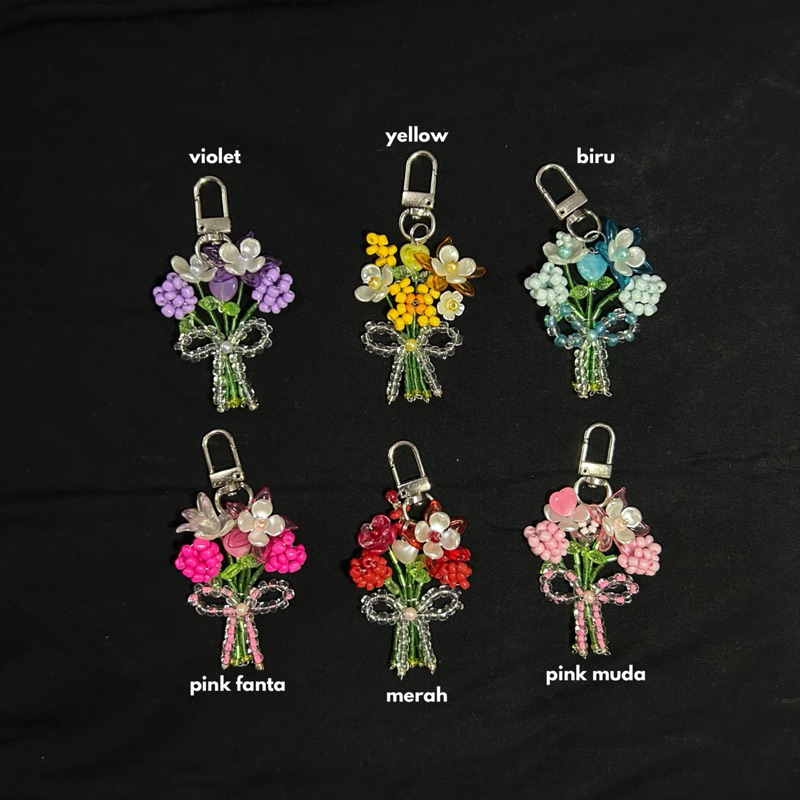 Jual GANTUNGAN BUKET BUNGA BEADS - KEYCHAIN COQUETTE FLOWER BOUQUET ...