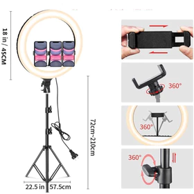 Ring Light 46cm Light Stand Tripod 2.1 Meter Make Up Live Streaming Ringlight Jumbo