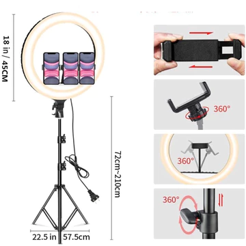 Ring Light 46cm Light Stand Tripod 2.1 Meter Make Up Live Streaming Ringlight Jumbo