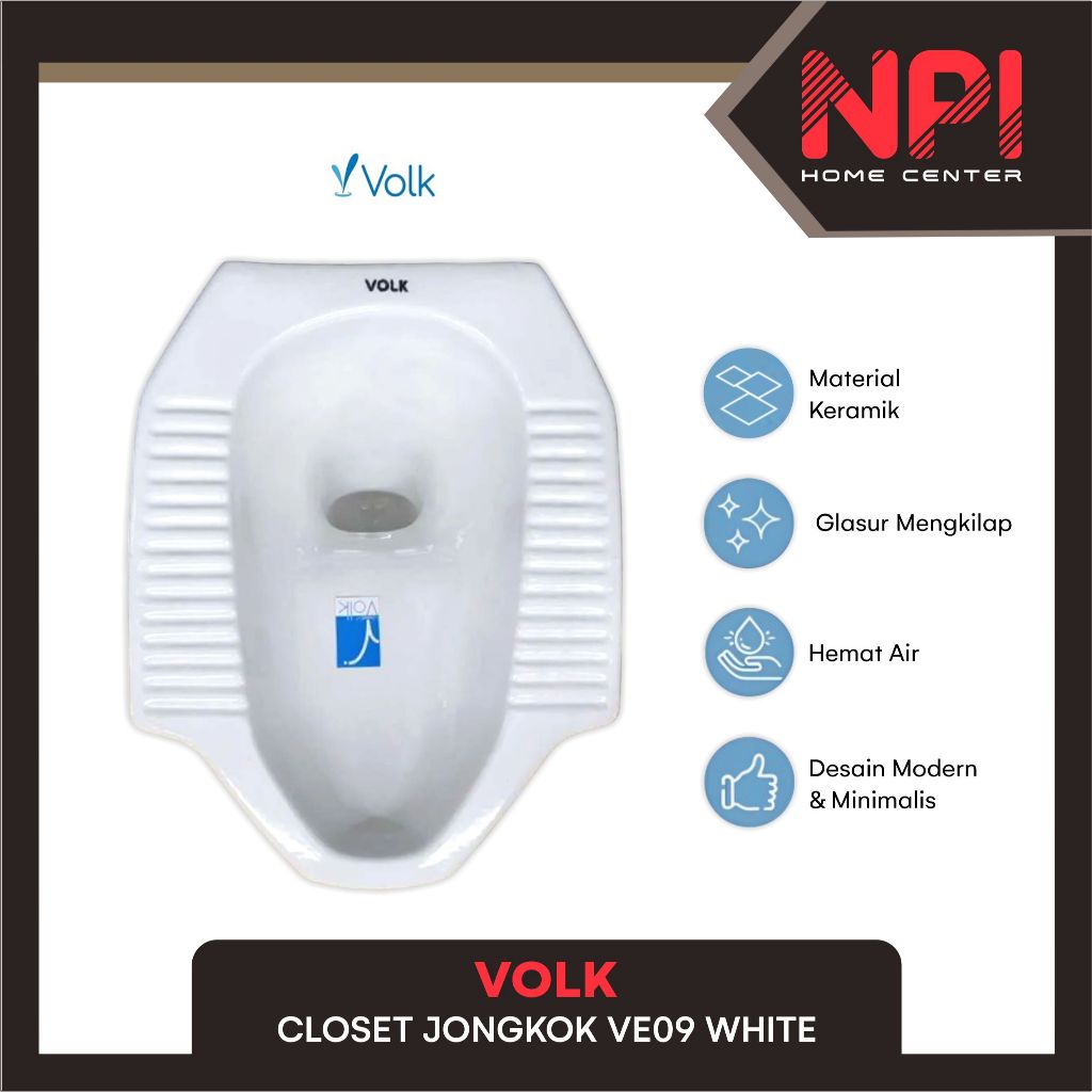Volk - Closet / Kloset / Toilet Jongkok Squat Ve09 Ve 09 White Lantai Dasar