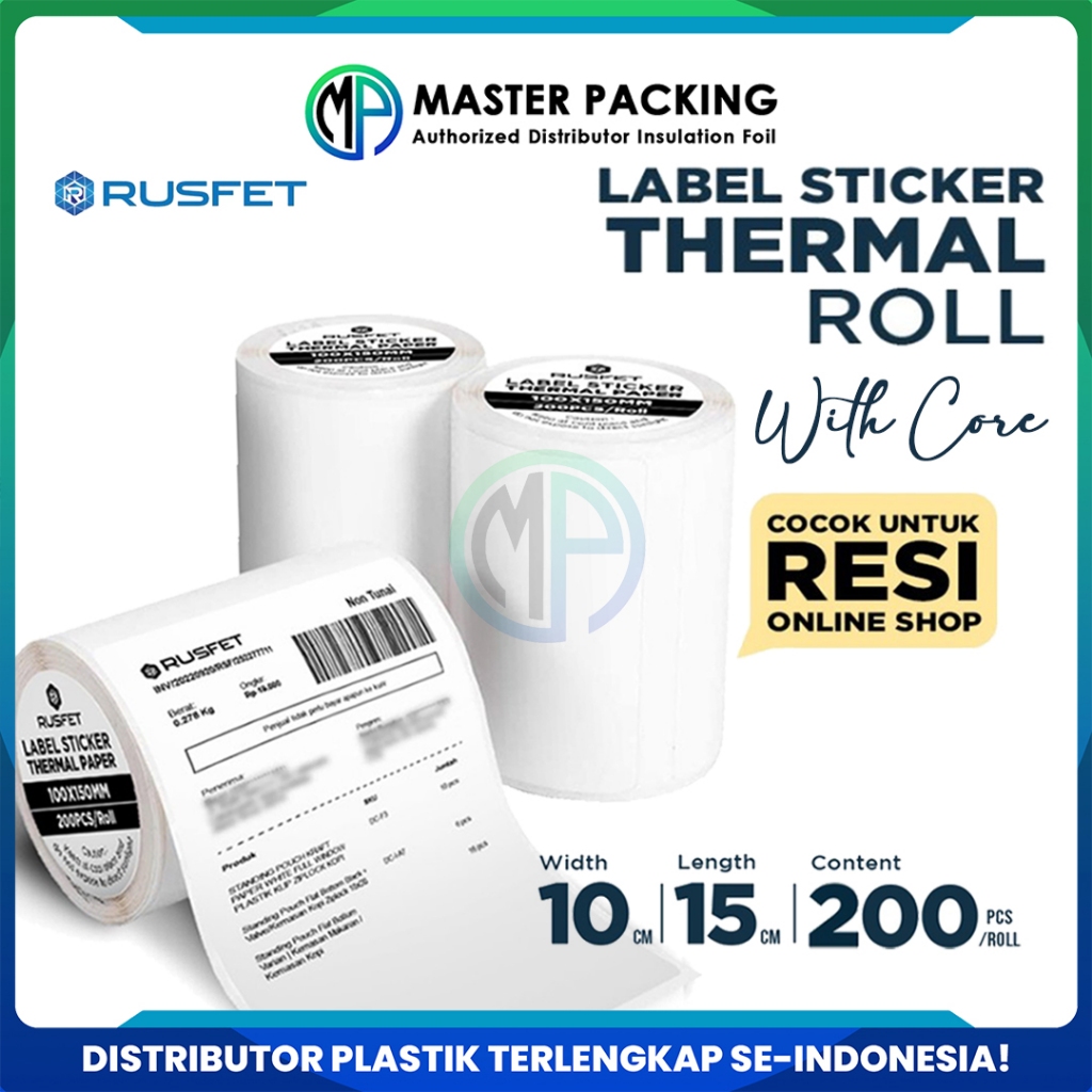 Jual Stiker Termal Label Rusfet 10cm x 15cm - 200 Lembar / Paper ...