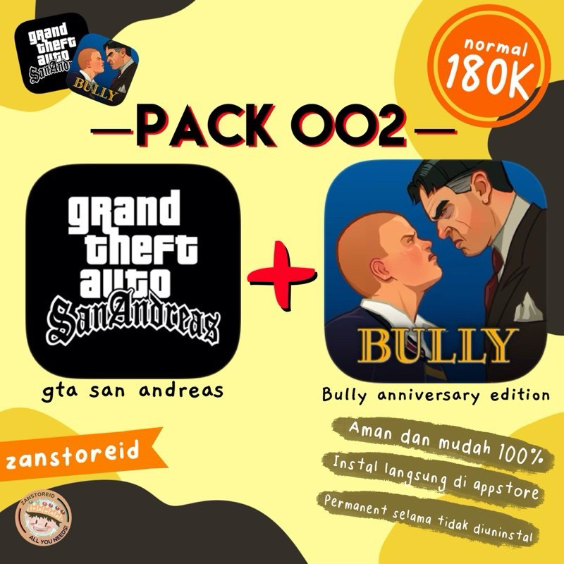 Jual pack 002 for ios (game gta san andreas bully