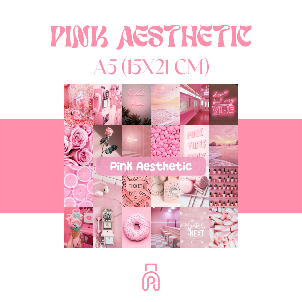 Jual (8 pcs) Cetak poster pink aesthetic ukuran A5 (15x21 cm) | Shopee ...