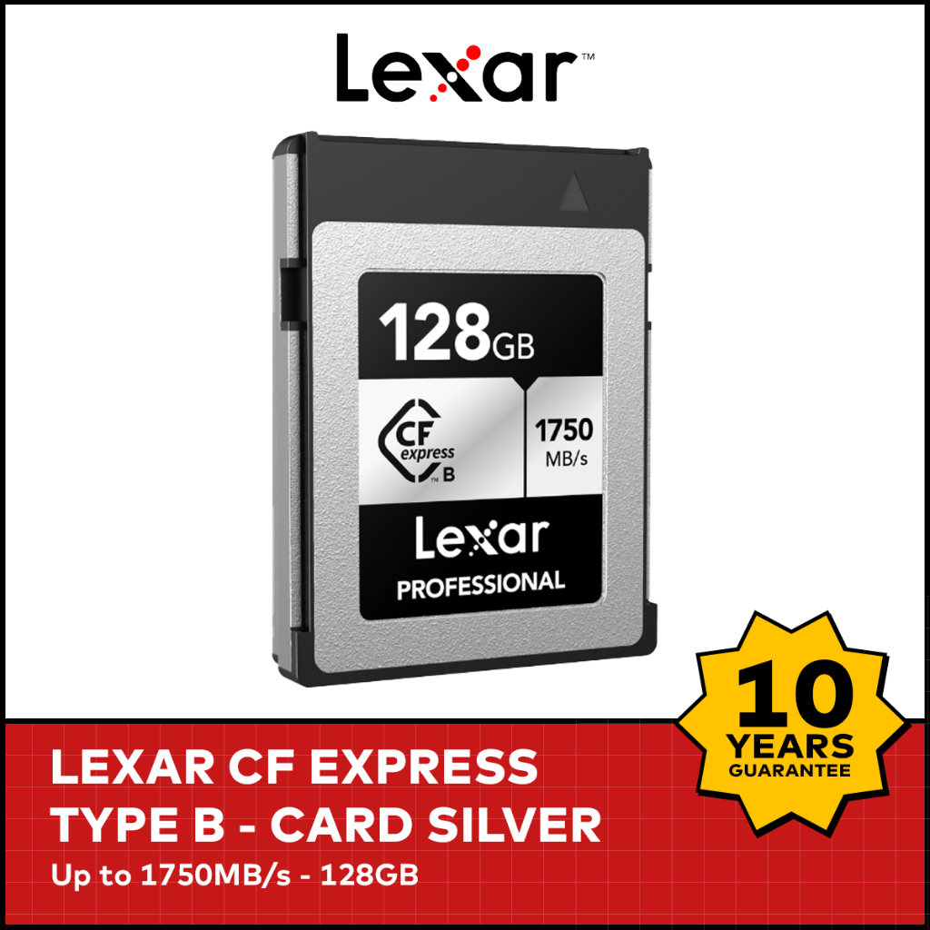 Lexar CFexpress Professional 128GB, Type B, 1000MB/s, 4k Video Recorder, Silver Series, Grey