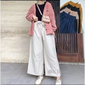 Kulot Linen Katun Rami Allsize Pinggang Full Karet
