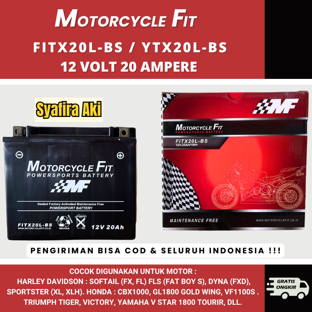 AKI MOGE MOTORCYCLE FIT YTX20L-BS FITX20L-BS MF HARLEY DAVIDSON SOFTAIL (FLST SERIES)