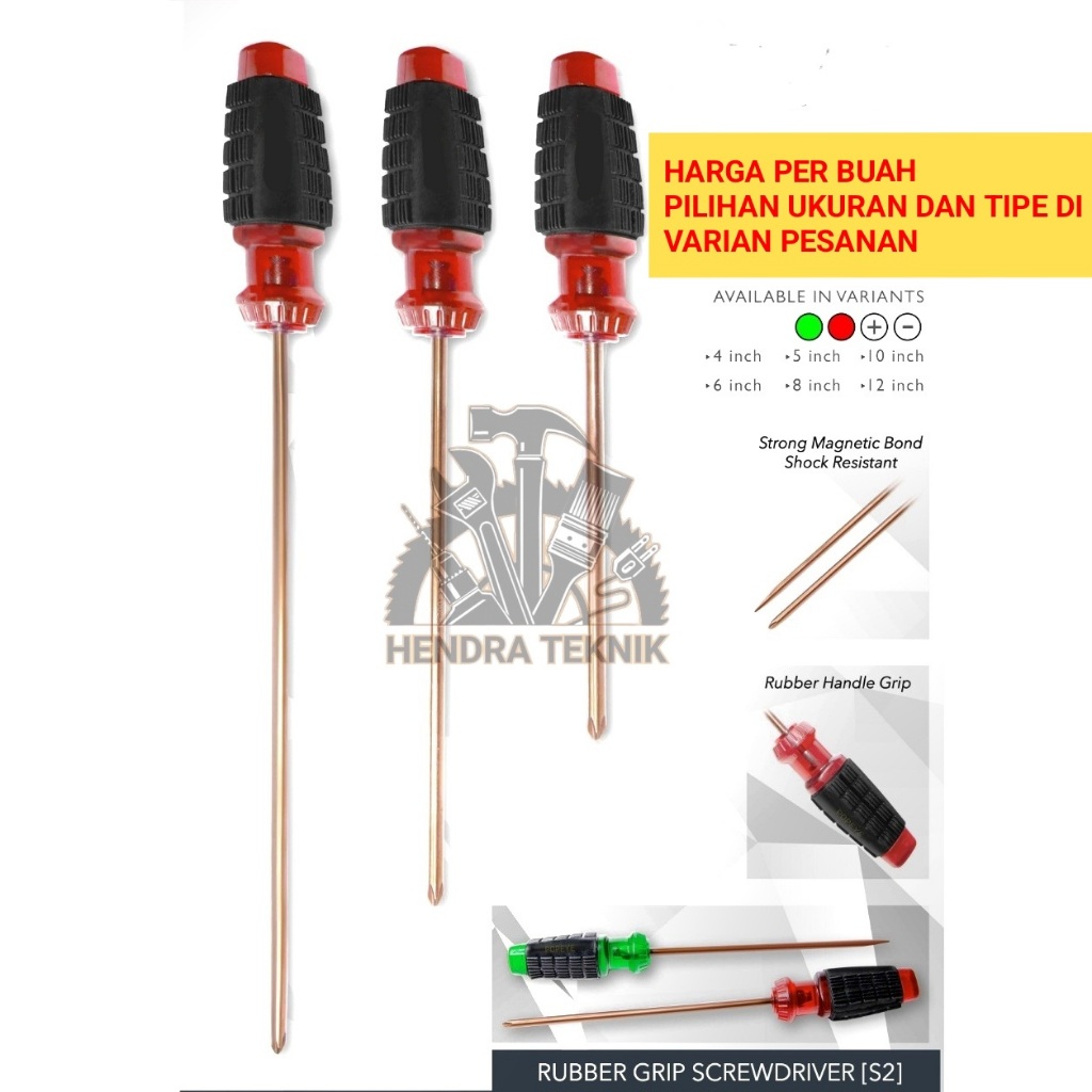 Jual OBENG BAJA S2 Obeng gagang karet +/- 4