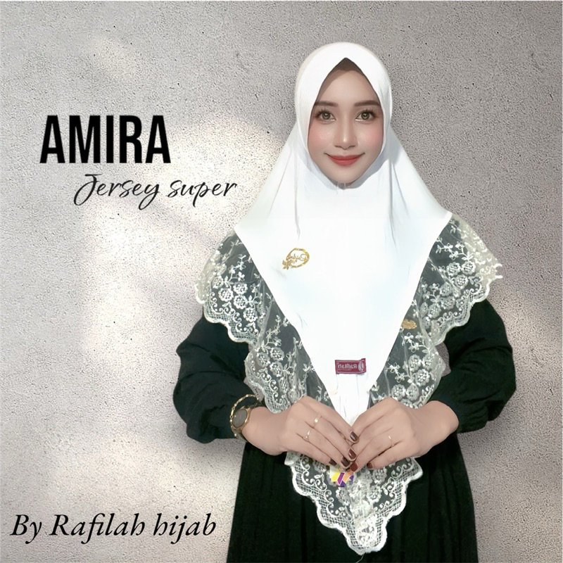 Jilbab instan AMIRA renda tile mewah pad antem jersey by Rafilah hijab instan wanita muslim dewasa