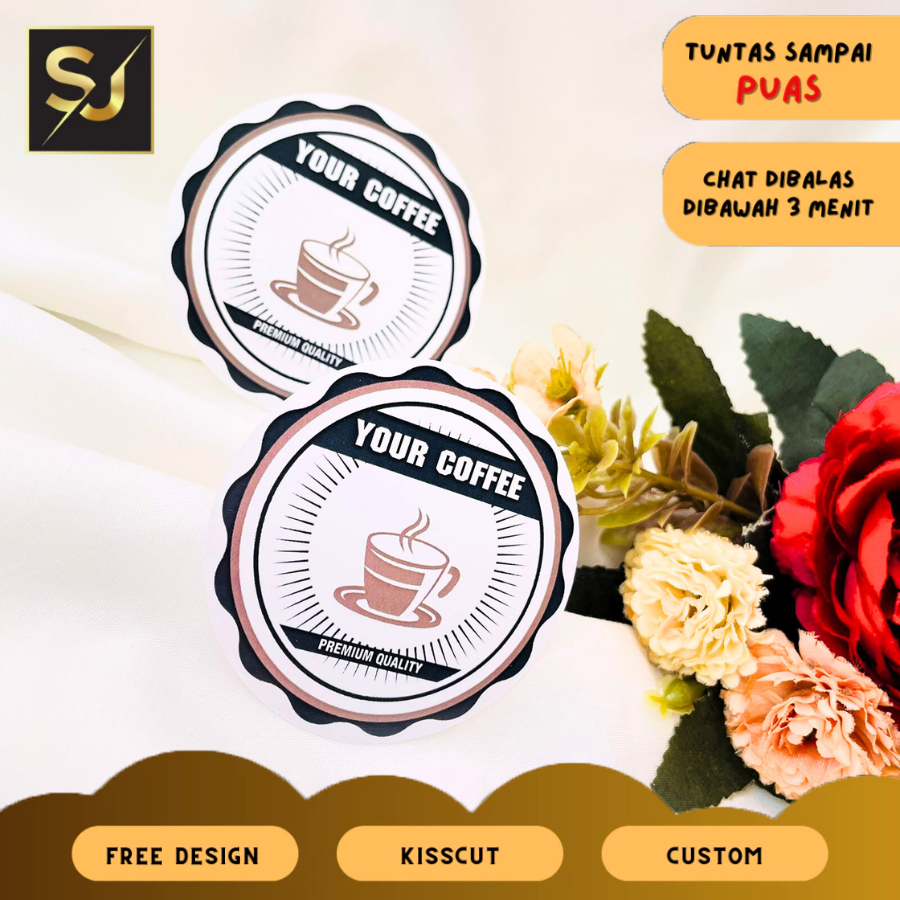 Jual 9-15 Sangjaya Stiker Label Minuman Kopi Sticker Free Desain Custom ...