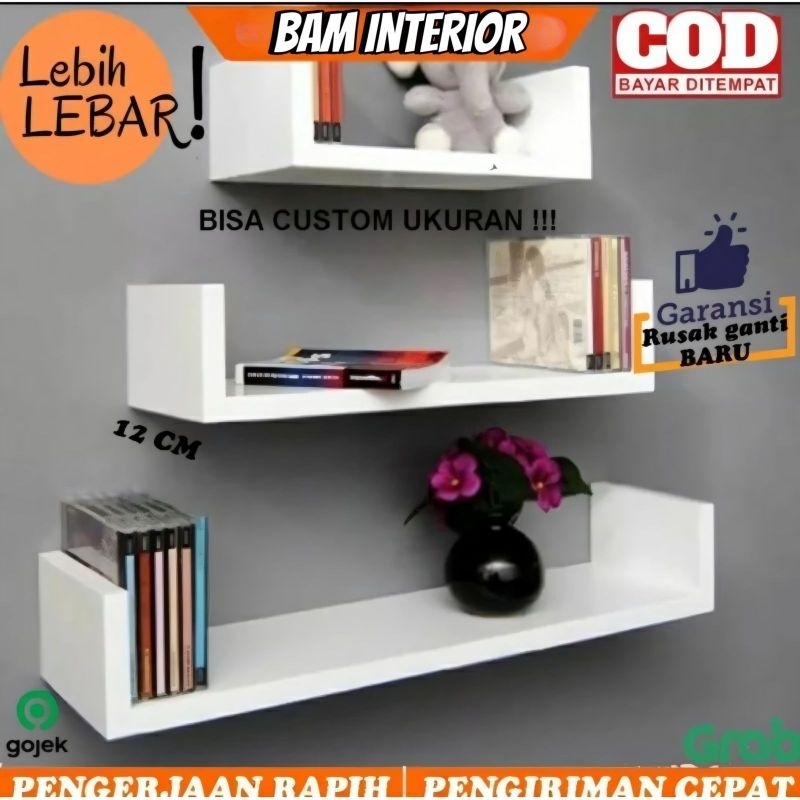 Jual RAK DINDING MINIMALIS bentuk U TEMPEL BUKU DEKORRASI SERBAGUNA ...