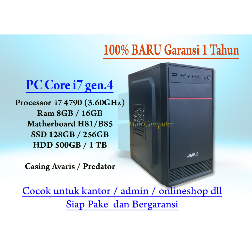 Jual PC Rakitan Core i7 4770/4790 gen4 Komputer Baru Murah dan Garansi ...