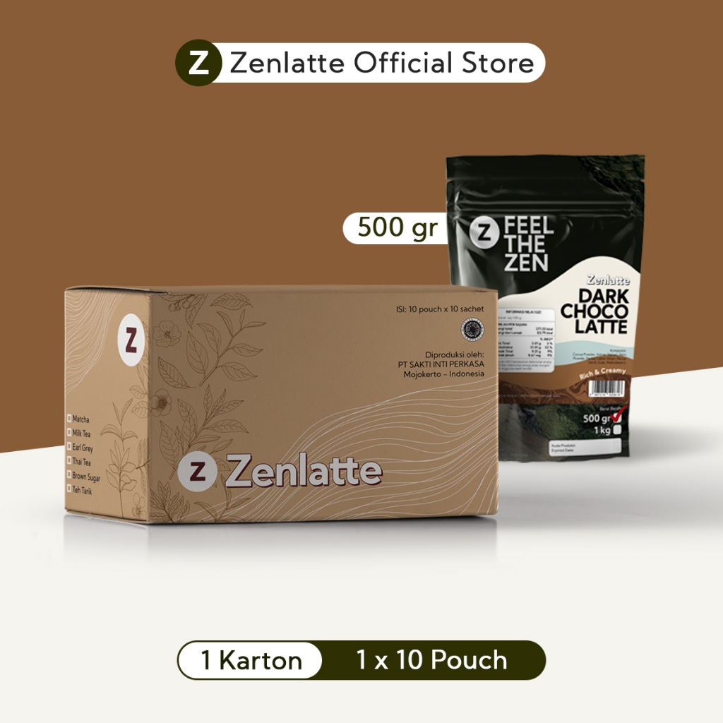 Jual Zenlatte Dark Choco Latte Bag 500gr & 1kg - 1 Karton | Dark ...
