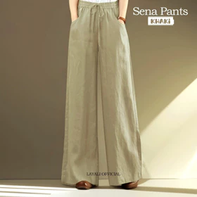 Celana Kulot Wanita Sena Polos All Size Fit TO XXXL Linen Wide Highwaist Pants Basic Korean