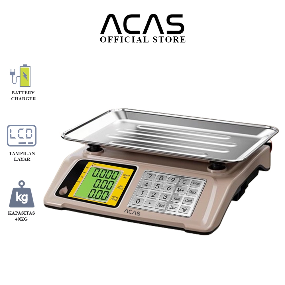 Jual ACAS Yz - 618 40Kg / 200Gr Timbangan Duduk Digital Double Display ...