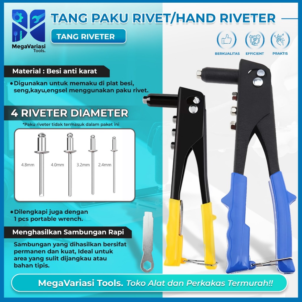Jual Tang Rivet Alumunium Tembakan Gun Stang Rifet Ripet Besi Baja ...