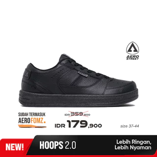 Aerostreet 37-44 Hoops Low 2.0 All Black - Sepatu Sneakers Casual