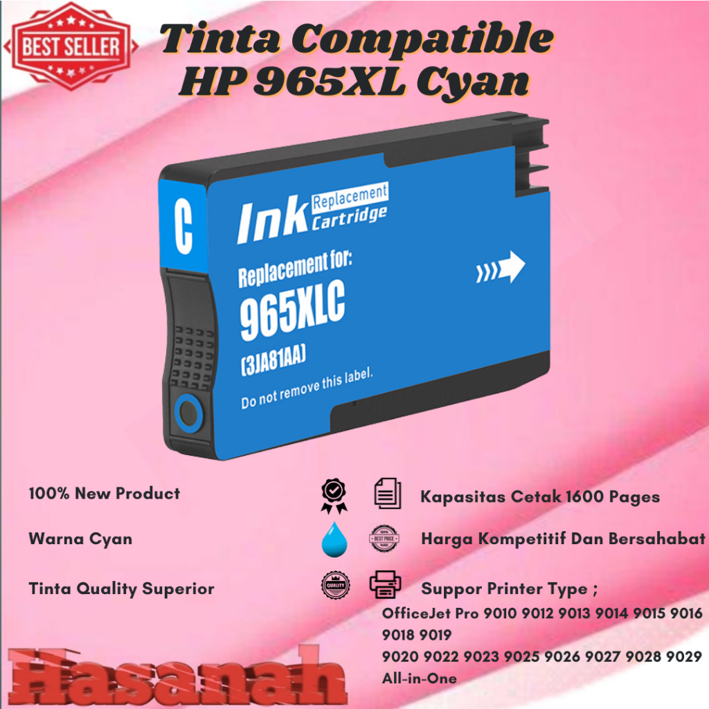 Jual Tinta Catridge Compatible HP 965XL Cyan For OfficeJet Pro 9010 ...